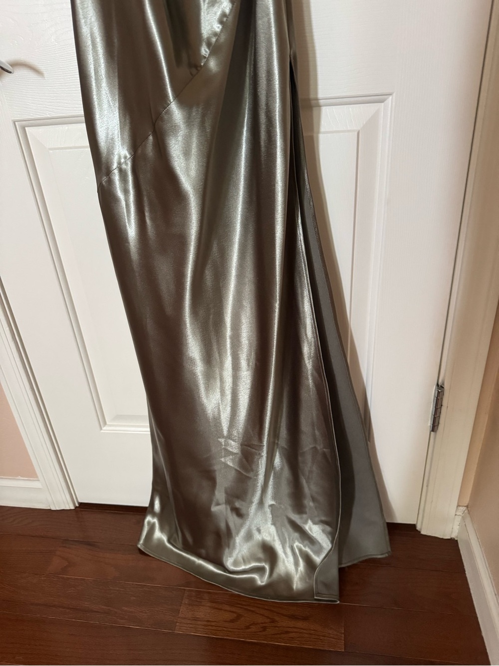 Lovers + Friends Sage Green Metallic Halter Maxi Dress with Slit - Picture 9 of 11